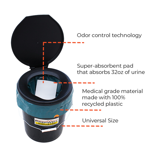 PrepWell Industry™ Toilet Waste Bags with Super-Absorbent Pad