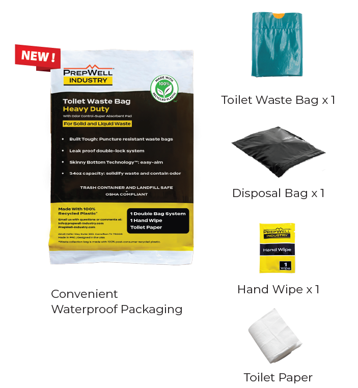 PrepWell Industry™ Toilet Waste Bags with Super-Absorbent Pad